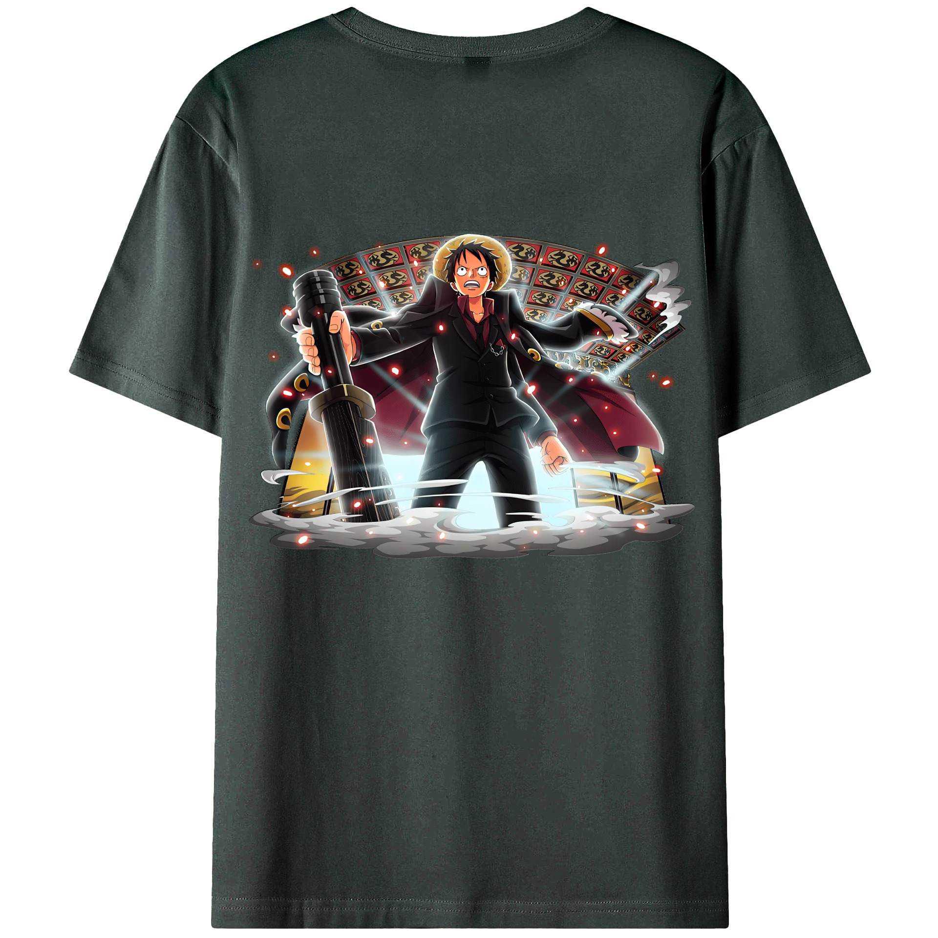 （画像用） ワンピース モンキー・D・ルフィ ONE PIECE Monkey D. Luffy 綿100％ メンズ半袖Tシャツ（バックプリント） 通気性